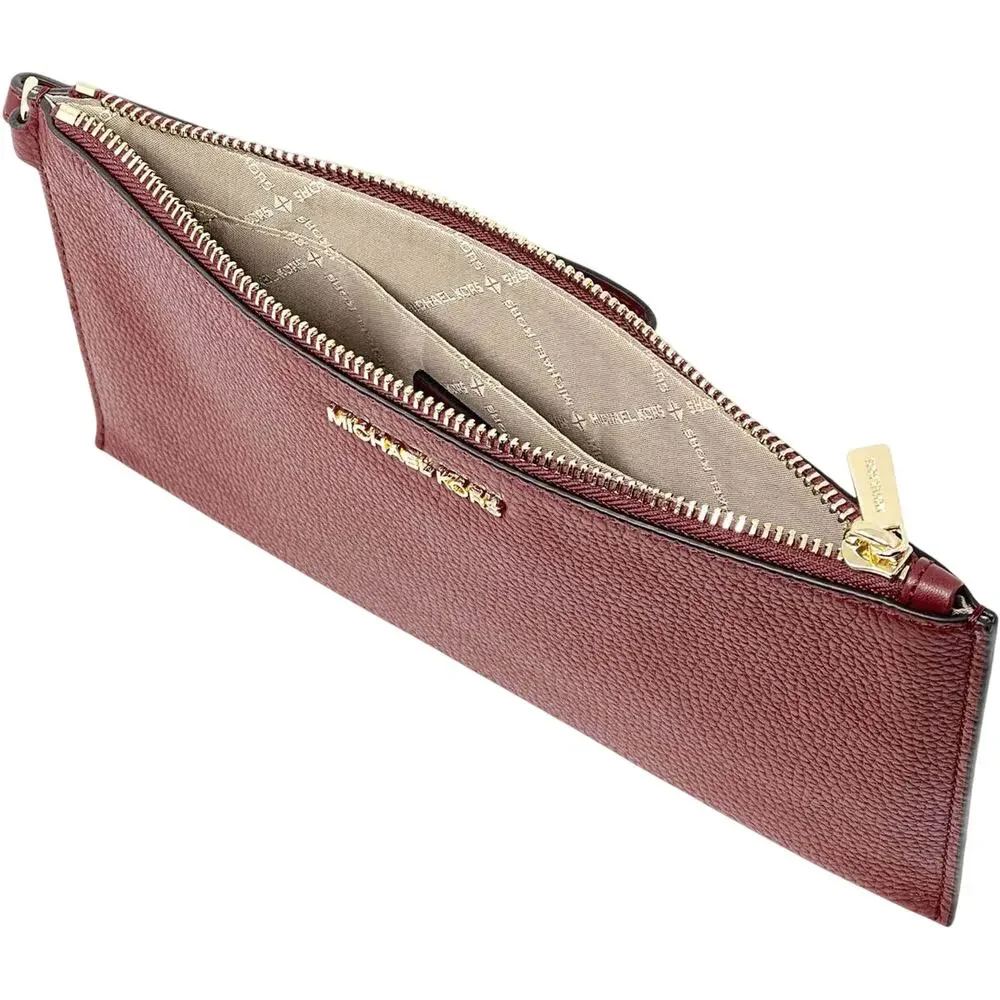 MICHAEL KORS Jet Set Large Leather Clutch Wristlet Wallet New with Tag MSRP $258